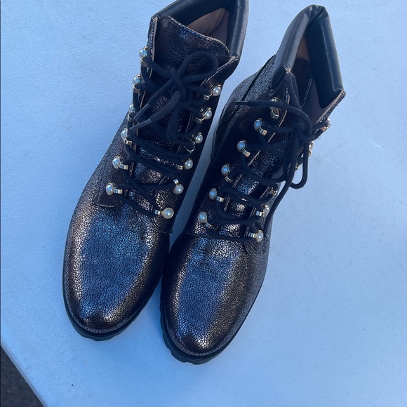 Jack Rogers lace up pearl Benton leather boots size 10 - Picture 1 of 6